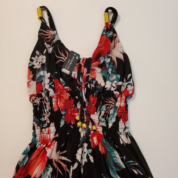 Women's Casual Sleeveless Smoked Floral Print maxi Dress Size L. - Picture 8 of 11